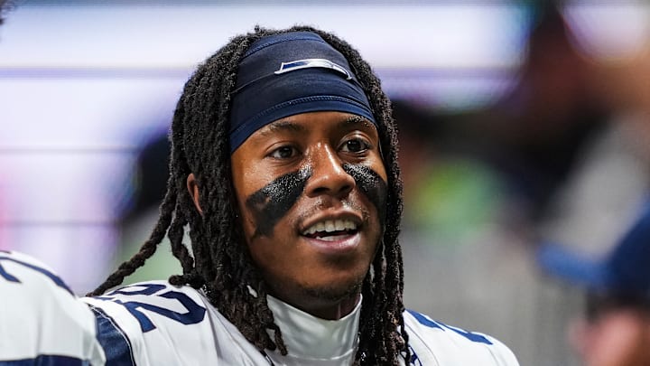 Rashid Shaheed of the Seattle Seahawks smiles Rashid Shaheed of the Seattle Seahawks smiles