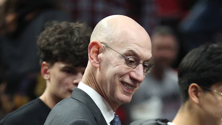 NBA Commissioner Adam Silver walks towards the exit at the end of the first half of the Portland Trail Blazers and Utah Jazz game at Moda Center. NBA Commissioner Adam Silver walks towards the exit at the end of the first half of the Portland Trail Blazers and Utah Jazz game at Moda Center.
