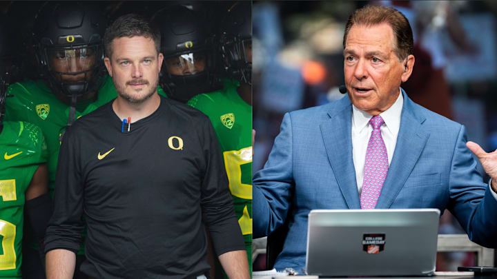Oregon Ducks coach Dan Lanning and former Alabama coach nick Saban