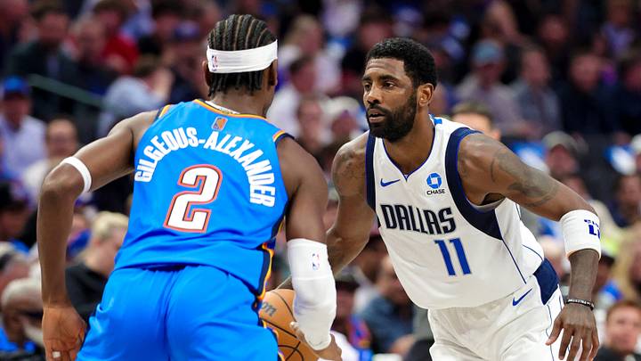 Oct 28, 2026; Dallas, Texas, USA; Dallas Mavericks guard Kyrie Irving (11) dribbles as Oklahoma City Thunder guard Shai Gilgeous-Alexander (2) defends during the first quarter at American Airlines Center. Mandatory Credit: Kevin Jairaj-Imagn Images Oct 28, 2026; Dallas, Texas, USA; Dallas Mavericks guard Kyrie Irving (11) dribbles as Oklahoma City Thunder guard Shai Gilgeous-Alexander (2) defends during the first quarter at American Airlines Center. Mandatory Credit: Kevin Jairaj-Imagn Images