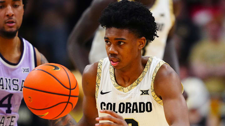 Feb 25, 2026; Boulder, Colorado, USA; Colorado Buffaloes guard Isaiah Johnson (2) during the second half against the Kansas State Wildcats at the CU Events Center. Feb 25, 2026; Boulder, Colorado, USA; Colorado Buffaloes guard Isaiah Johnson (2) during the second half against the Kansas State Wildcats at the CU Events Center.