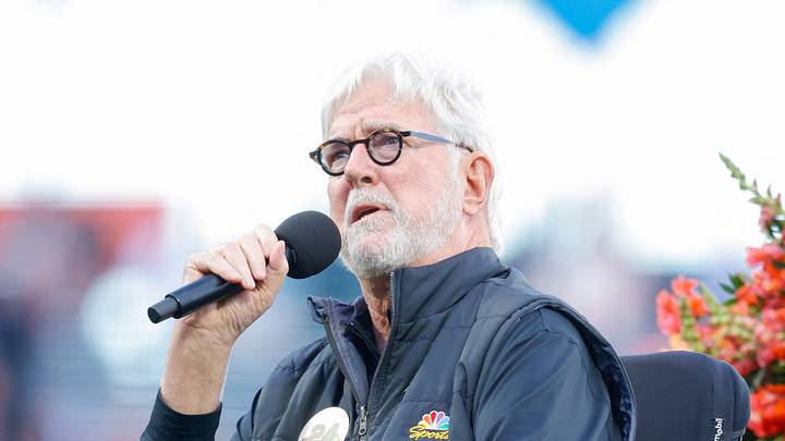 San Francisco, California, USA; Mike Krukow speaks during a tribute to Willie Mays before the game between the San Francisco Giants and the Chicago Cubs at Oracle Park. Mandatory Credit: Sergio Estrada-USA TODAY Sports San Francisco, California, USA; Mike Krukow speaks during a tribute to Willie Mays before the game between the San Francisco Giants and the Chicago Cubs at Oracle Park. Mandatory Credit: Sergio Estrada-USA TODAY Sports