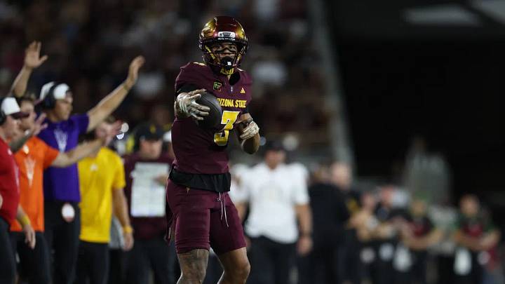 Oct 3, 2026; Tempe, Arizona, USA; Arizona State Sun Devils wide receiver Reed Harris (3) gets the first down against the Baylor Bears during the first quarter at Mountain America Stadium. Mandatory Credit: Anna Carrington-Imagn Images Oct 3, 2026; Tempe, Arizona, USA; Arizona State Sun Devils wide receiver Reed Harris (3) gets the first down against the Baylor Bears during the first quarter at Mountain America Stadium. Mandatory Credit: Anna Carrington-Imagn Images