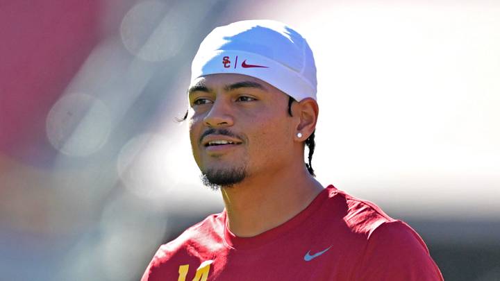 USC Trojans quarterback Jayden Maiava (14) warms up prior to the game against the Michigan Wolverines at United Airlines Field at the Los Angeles Memorial Coliseum. USC Trojans quarterback Jayden Maiava (14) warms up prior to the game against the Michigan Wolverines at United Airlines Field at the Los Angeles Memorial Coliseum.