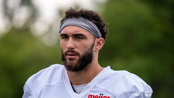Aug 2, 2026; Allen Park, MI, USA; Detroit Lions defensive end Eric O'Neill (66) looks on during Detroit Lions training camp at Meijer Performance Center. Mandatory Credit: Paul Barnick-Imagn Images Aug 2, 2026; Allen Park, MI, USA; Detroit Lions defensive end Eric O'Neill (66) looks on during Detroit Lions training camp at Meijer Performance Center. Mandatory Credit: Paul Barnick-Imagn Images