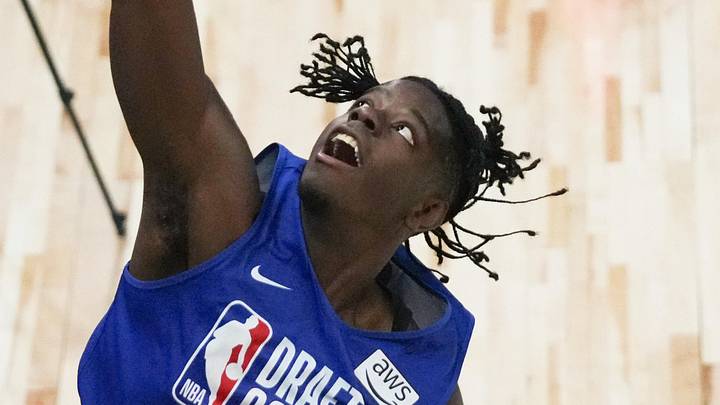 May 12, 2026; Chicago, IL, USA; Caleb Wilson participates in the 2026 NBA Draft Combine at Wintrust Arena. Mandatory Credit: David Banks-Imagn Images
