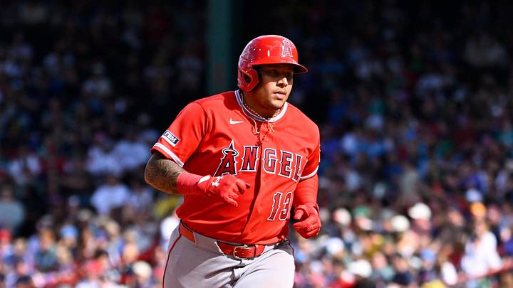 Sep 7, 2026; Boston, Massachusetts, USA; Los Angeles Angels first baseman Moises Ballesteros (13) runs the bases after hitting a home run against the Boston Red Sox during the sixth inning at Fenway Park. Mandatory Credit: Eric Canha-Imagn Images