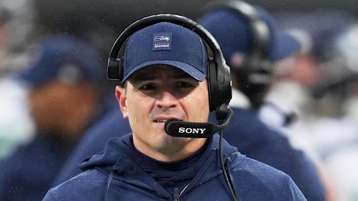 Seattle Seahawks head coach Mike Macdonald looks on