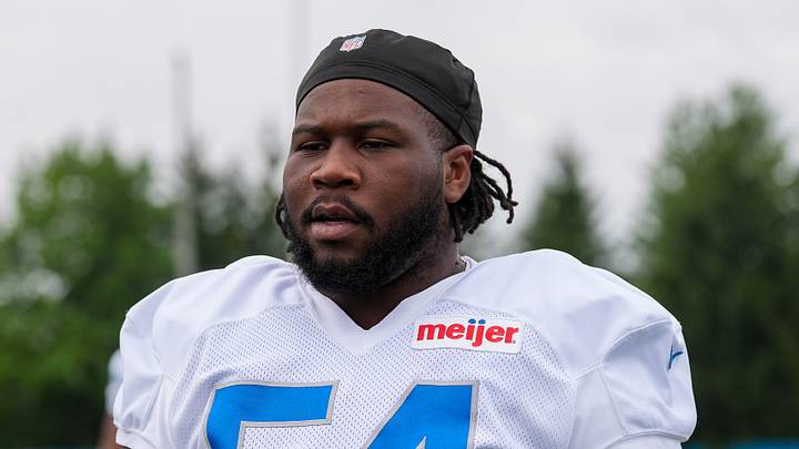 Aug 2, 2026; Allen Park, MI, USA; Detroit Lions defensive lineman Alim McNeill (54) looks on during Detroit Lions training camp at Meijer Performance Center. Mandatory Credit: Paul Barnick-Imagn Images