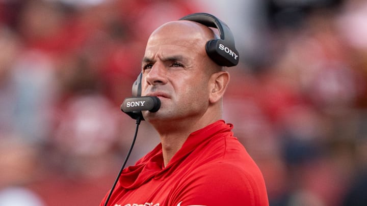 August 23, 2025; Santa Clara, California, USA; San Francisco 49ers defensive coordinator Robert Saleh before the game against the Los Angeles Chargers at Levi's Stadium. Mandatory Credit: Kyle Terada-Imagn Images