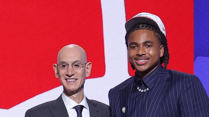 Collin Murray-Boyles stands with NBA commissioner Adam Silver after being selected by the Toronto Raptors in the 2025 NBA Draft. Collin Murray-Boyles stands with NBA commissioner Adam Silver after being selected by the Toronto Raptors in the 2025 NBA Draft.