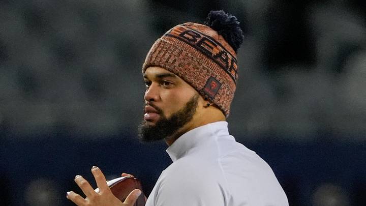 Jan 10, 2026; Chicago, IL, USA; Chicago Bears quarterback Caleb Williams (18) warms up prior to an NFC Wild Card Round game against the Green Bay Packers at Soldier Field. Mandatory Credit: David Banks-Imagn Images