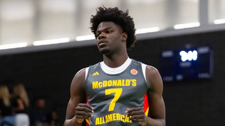 Mar 30, 2026; Goodyear, AZ, USA; Caleb Gaskins (7) during the McDonalds All American Jam Fest at Millennium High School. Mandatory Credit: Mark J. Rebilas-Imagn Images Mar 30, 2026; Goodyear, AZ, USA; Caleb Gaskins (7) during the McDonalds All American Jam Fest at Millennium High School. Mandatory Credit: Mark J. Rebilas-Imagn Images