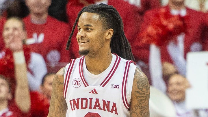 Indiana's Lamar Wilkerson (3) smiles after setting the Assembly Hall scoring record against Penn State at Simon Skjodt Assembly Hall. Indiana's Lamar Wilkerson (3) smiles after setting the Assembly Hall scoring record against Penn State at Simon Skjodt Assembly Hall.