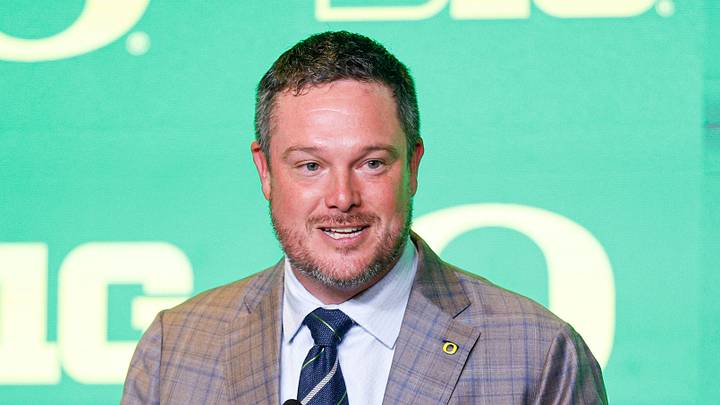 Jul 29, 2026; Chicago, IL, USA; Oregon Football head coach Dan Lanning speaks during Big Ten Media Days at Hilton Chicago. Mandatory Credit: Kamil Krzaczynski-Imagn Images
