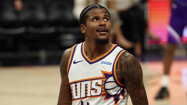 Oct 16, 2026; Phoenix, Arizona, USA;  Phoenix Suns guard Jalen Green (4) looks to the crowd against the Utah Jazz in the second half at Mortgage Matchup Center.  Mandatory Credit: Anna Carrington-Imagn Images