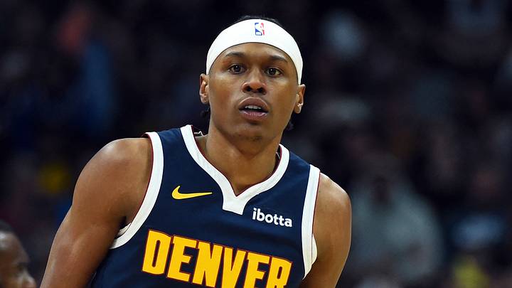 Mar 27, 2026; Denver, Colorado, USA; Denver Nuggets guard Peyton Watson (8) after making a basket during the second half against the Utah Jazz at Ball Arena. Mandatory Credit: Christopher Hanewinckel-Imagn Images Mar 27, 2026; Denver, Colorado, USA; Denver Nuggets guard Peyton Watson (8) after making a basket during the second half against the Utah Jazz at Ball Arena. Mandatory Credit: Christopher Hanewinckel-Imagn Images