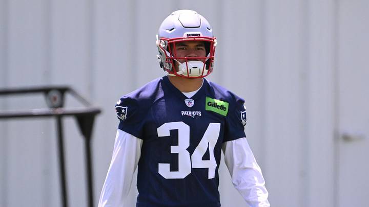 Jun 2, 2026; Foxborough, MA, USA; New England Patriots safety Peter Manuma (34) walks on the practice field before the team's OTA at Gillette Stadium. Mandatory Credit: Eric Canha-Imagn Images Jun 2, 2026; Foxborough, MA, USA; New England Patriots safety Peter Manuma (34) walks on the practice field before the team's OTA at Gillette Stadium. Mandatory Credit: Eric Canha-Imagn Images