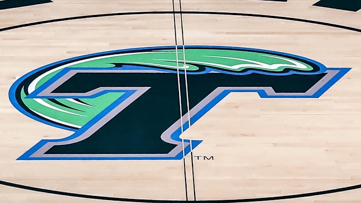 Feb 8, 2017; New Orleans, LA, USA; Devlin Fieldhouse logo at midcourt before the game between Houston Cougars and Tulane Green Wave at Devlin Fieldhouse. Feb 8, 2017; New Orleans, LA, USA; Devlin Fieldhouse logo at midcourt before the game between Houston Cougars and Tulane Green Wave at Devlin Fieldhouse.