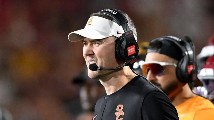 Oct 3, 2026; Los Angeles, California, USA; USC Trojans head coach Lincoln Riley looks on against the Washington Huskies during the third quarter at United Airlines Field at Los Angeles Memorial Coliseum. Mandatory Credit: Griffin Hooper-Imagn Images Oct 3, 2026; Los Angeles, California, USA; USC Trojans head coach Lincoln Riley looks on against the Washington Huskies during the third quarter at United Airlines Field at Los Angeles Memorial Coliseum. Mandatory Credit: Griffin Hooper-Imagn Images