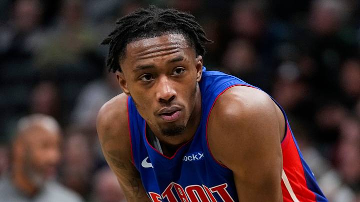 Nov 13, 2024; Milwaukee, Wisconsin, USA;  Detroit Pistons forward Ron Holland II (00) during the game against the Milwaukee Bucks at Fiserv Forum. Mandatory Credit: Jeff Hanisch-Imagn Images