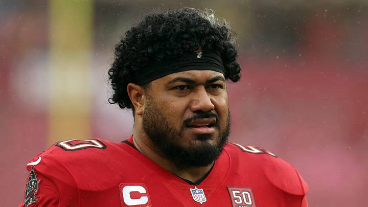 Jan 3, 2026; Tampa, Florida, USA; Tampa Bay Buccaneers defensive tackle Vita Vea (50) warms up before the game against the Carolina Panthers at Raymond James Stadium. Mandatory Credit: Nathan Ray Seebeck-Imagn Images