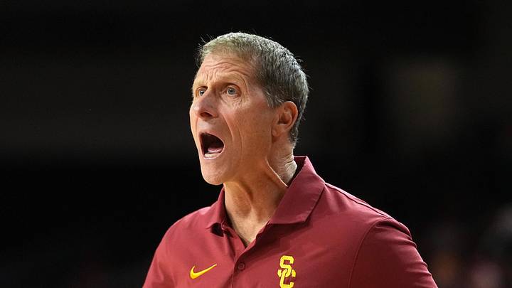 Jan 31, 2026; Los Angeles, California, USA; Southern California Trojans head coach Eric Musselman reacts against the Rutgers Scarlet Knights in the second half at Galen Center. Mandatory Credit: Kirby Lee-Imagn Images Jan 31, 2026; Los Angeles, California, USA; Southern California Trojans head coach Eric Musselman reacts against the Rutgers Scarlet Knights in the second half at Galen Center. Mandatory Credit: Kirby Lee-Imagn Images