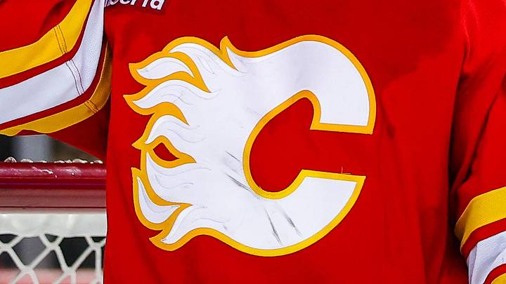 Mar 24, 2026; Calgary, Alberta, CAN; Calgary Flames goaltender Dustin Wolf (32) against the Los Angeles Kings during the third period at Scotiabank Saddledome. Mandatory Credit: Sergei Belski-Imagn Images