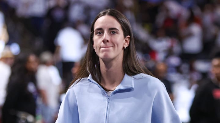 Sep 14, 2025; College Park, Georgia, USA; Indiana Fever guard Caitlin Clark (22) walks to the locker room against the Atlanta Dream at halftime during game one of round one for the 2025 WNBA Playoffs at Gateway Center Arena at College Park. Mandatory Credit: Brett Davis-Imagn Images Sep 14, 2025; College Park, Georgia, USA; Indiana Fever guard Caitlin Clark (22) walks to the locker room against the Atlanta Dream at halftime during game one of round one for the 2025 WNBA Playoffs at Gateway Center Arena at College Park. Mandatory Credit: Brett Davis-Imagn Images