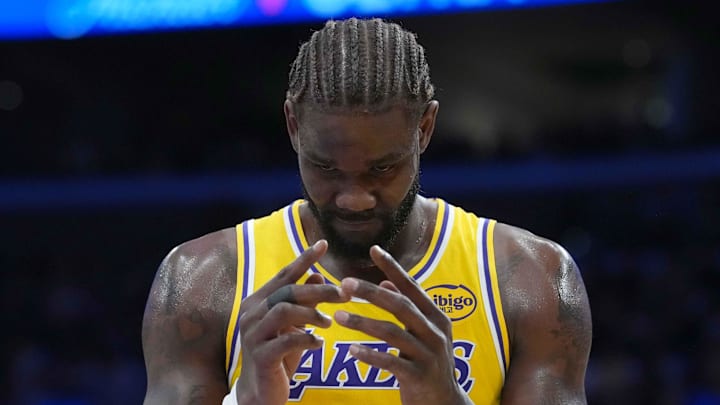 Oct 24, 2025; Los Angeles, California, USA; Los Angeles Lakers center Deandre Ayton (5) reacts in the first half against the Minnesota Timberwolves at Crypto.com Arena. Mandatory Credit: Kirby Lee-Imagn Images Oct 24, 2025; Los Angeles, California, USA; Los Angeles Lakers center Deandre Ayton (5) reacts in the first half against the Minnesota Timberwolves at Crypto.com Arena. Mandatory Credit: Kirby Lee-Imagn Images