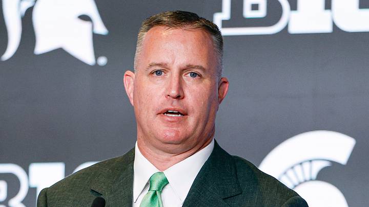 Jul 29, 2026; Chicago, IL, USA; Michigan State Football head coach Pat Fitzgerald speaks during Big Ten Media Days at Hilton Chicago. Mandatory Credit: Kamil Krzaczynski-Imagn Images Jul 29, 2026; Chicago, IL, USA; Michigan State Football head coach Pat Fitzgerald speaks during Big Ten Media Days at Hilton Chicago. Mandatory Credit: Kamil Krzaczynski-Imagn Images