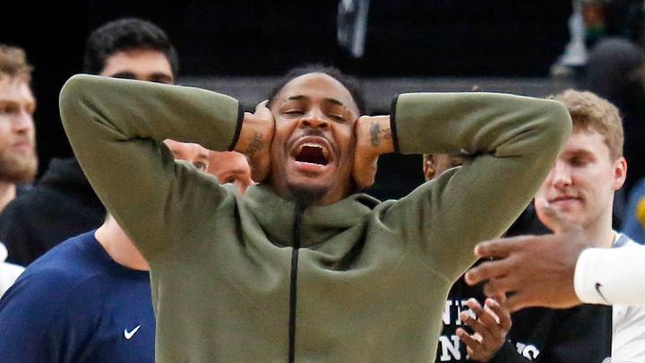 Memphis Grizzlies guard Ja Morant reacts with forward/center Jaren Jackson Jr. Memphis Grizzlies guard Ja Morant reacts with forward/center Jaren Jackson Jr.