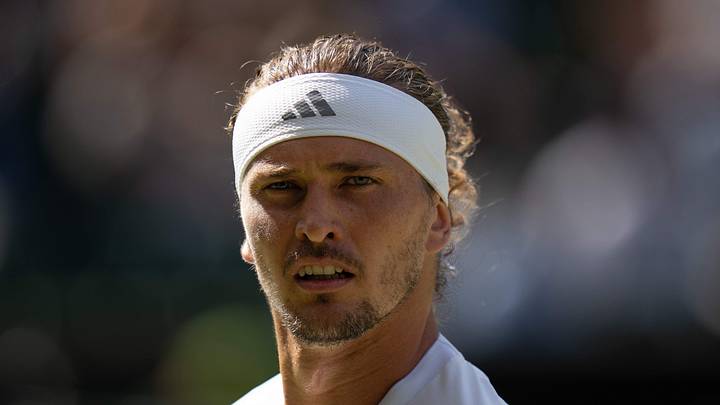 Alexander Zverev during a Wimbledon match Alexander Zverev during a Wimbledon match