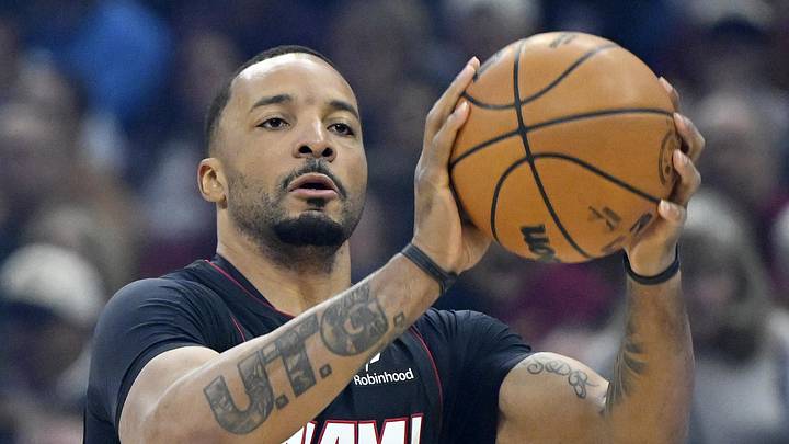 Mar 25, 2026; Cleveland, Ohio, USA; Miami Heat guard Norman Powell (24) looks to shoot in the first quarter against the Cleveland Cavaliers at Rocket Arena. Mandatory Credit: David Richard-Imagn Images