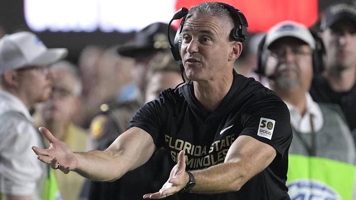 Oct 4, 2025; Tallahassee, Florida, USA; Florida State Seminoles head coach Mike Norvell during the first half against the Miami Hurricanes at Doak S. Campbell Stadium. Mandatory Credit: Melina Myers-Imagn Images Oct 4, 2025; Tallahassee, Florida, USA; Florida State Seminoles head coach Mike Norvell during the first half against the Miami Hurricanes at Doak S. Campbell Stadium. Mandatory Credit: Melina Myers-Imagn Images