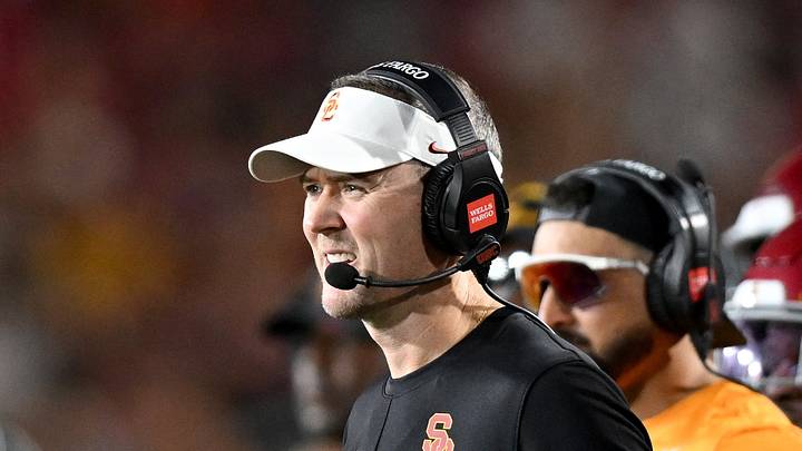 Oct 3, 2026; Los Angeles, California, USA; USC Trojans head coach Lincoln Riley looks on against the Washington Huskies during the third quarter at United Airlines Field at Los Angeles Memorial Coliseum. Oct 3, 2026; Los Angeles, California, USA; USC Trojans head coach Lincoln Riley looks on against the Washington Huskies during the third quarter at United Airlines Field at Los Angeles Memorial Coliseum.