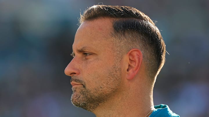 Jacksonville Jaguars defensive coordinator Anthony Campanile during an NFL scrimmage event at EverBank Stadium, Friday, Aug. 1, 2025, in Jacksonville, Fla. [Corey Perrine/Florida Times-Union]