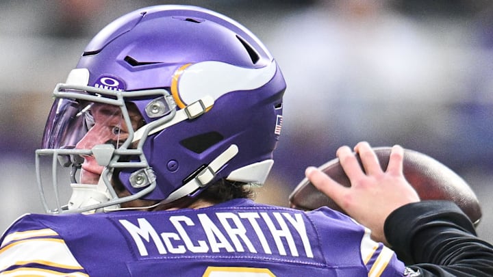 Minnesota Vikings quarterback J.J. McCarthy (9. Mandatory Credit: Jeffrey Becker-Imagn Images