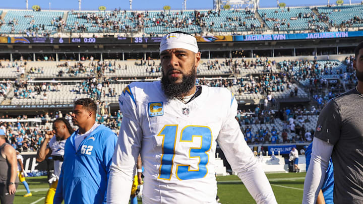 Nov 16, 2025; Jacksonville, Florida, USA; Los Angeles Chargers wide receiver Keenan Allen (13) walks to the locker room following a defeat to the Jacksonville Jaguars at EverBank Stadium. Mandatory Credit: Morgan Tencza-Imagn Images Nov 16, 2025; Jacksonville, Florida, USA; Los Angeles Chargers wide receiver Keenan Allen (13) walks to the locker room following a defeat to the Jacksonville Jaguars at EverBank Stadium. Mandatory Credit: Morgan Tencza-Imagn Images