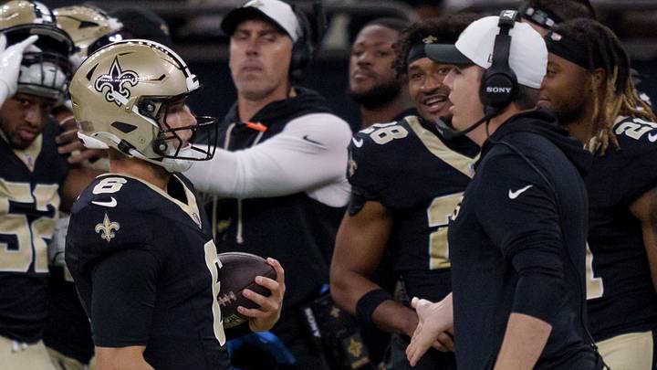 Saints coach Kellen Moore, right, clearly wanted to go with a youth movement, and it began with quarterback Tyler Shough. Saints coach Kellen Moore, right, clearly wanted to go with a youth movement, and it began with quarterback Tyler Shough.