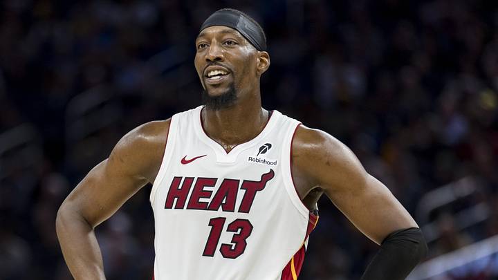 Miami Heat center Bam Adebayo (13) reacts  (Mandatory Credit: John Hefti-Imagn Images)