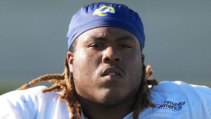 Los Angeles Rams defensive tackle Tim Keenan III (96). Mandatory Credit: Kirby Lee-Imagn Images Los Angeles Rams defensive tackle Tim Keenan III (96). Mandatory Credit: Kirby Lee-Imagn Images