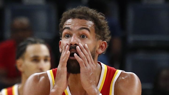 Atlanta Hawks guard Trae Young reacts during the third quarter against the Memphis Grizzlies at FedExForum