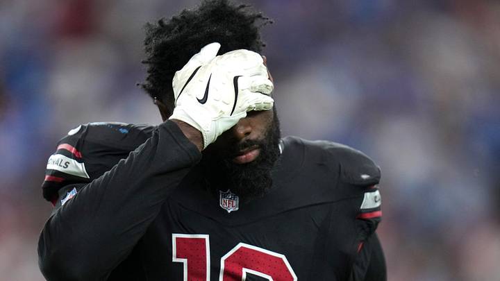Arizona Cardinals linebacker Josh Sweat (10) walks off the field after the defense gives up a touchdown to the Detroit Lions at State Farm Stadium in Glendale on Oct. 11, 2026. Arizona Cardinals linebacker Josh Sweat (10) walks off the field after the defense gives up a touchdown to the Detroit Lions at State Farm Stadium in Glendale on Oct. 11, 2026.