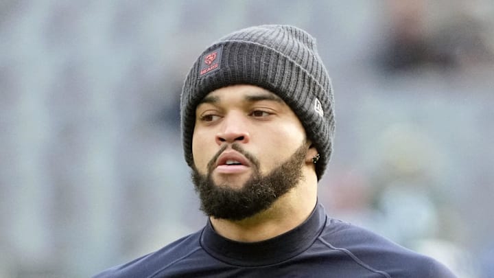 Jan 4, 2026; Chicago, Illinois, USA; Chicago Bears quarterback Caleb Williams (18) warms up before the game between the Chicago Bears and the Detroit Lions at Soldier Field. Mandatory Credit: David Banks-Imagn Images