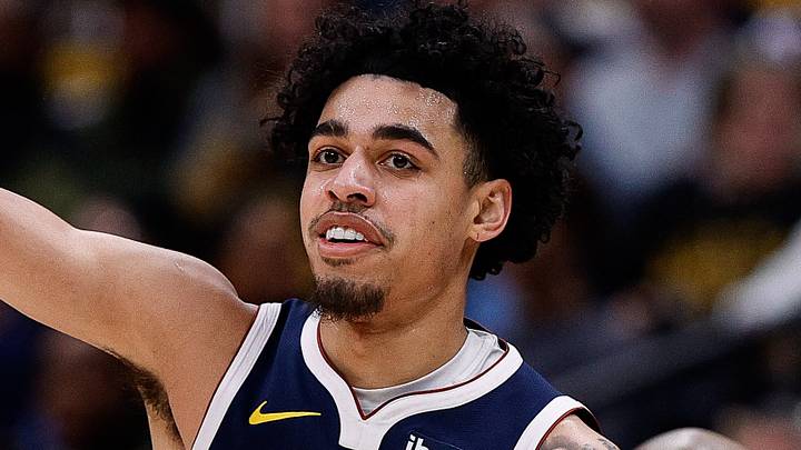 Feb 12, 2025; Denver, Colorado, USA; Denver Nuggets guard Julian Strawther (3) reacts after a play in the second quarter against the Portland Trail Blazers at Ball Arena. Mandatory Credit: Isaiah J. Downing-Imagn Images Feb 12, 2025; Denver, Colorado, USA; Denver Nuggets guard Julian Strawther (3) reacts after a play in the second quarter against the Portland Trail Blazers at Ball Arena. Mandatory Credit: Isaiah J. Downing-Imagn Images