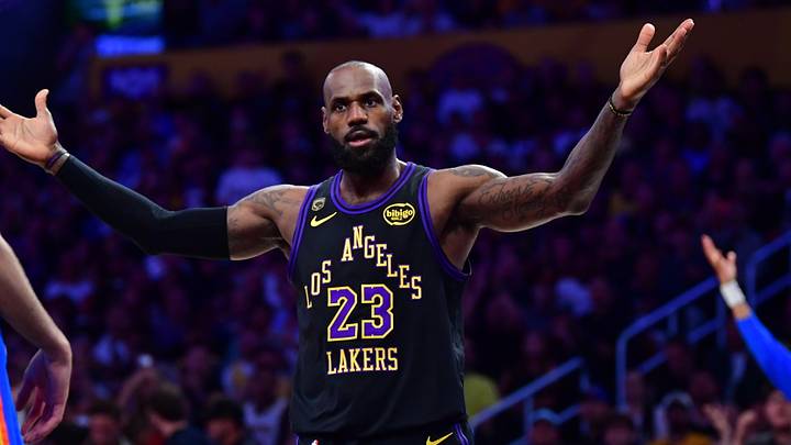 May 11, 2026; Los Angeles, California, USA; Los Angeles Lakers forward LeBron James (23) reacts after he is fouled during the first half in game four of the second round of the 2026 NBA Playoffs at Crypto.com Arena. Mandatory Credit: Gary A. Vasquez-Imagn Images May 11, 2026; Los Angeles, California, USA; Los Angeles Lakers forward LeBron James (23) reacts after he is fouled during the first half in game four of the second round of the 2026 NBA Playoffs at Crypto.com Arena. Mandatory Credit: Gary A. Vasquez-Imagn Images