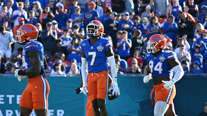 Florida Gators' defensive back Trikweze Bridges celebrates after an interception during the Gasparilla Bowl. Florida Gators' defensive back Trikweze Bridges celebrates after an interception during the Gasparilla Bowl.