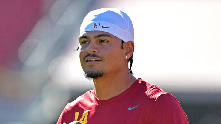 USC Trojans quarterback Jayden Maiava (14) warms up prior to the game against the Michigan Wolverines at United Airlines Field at the Los Angeles Memorial Coliseum. USC Trojans quarterback Jayden Maiava (14) warms up prior to the game against the Michigan Wolverines at United Airlines Field at the Los Angeles Memorial Coliseum.