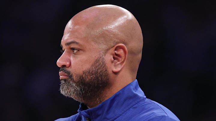 Dec 7, 2024; New York, New York, USA; Detroit Pistons head coach JB Bickerstaff looks : Vincent Carchietta-Imagn Images